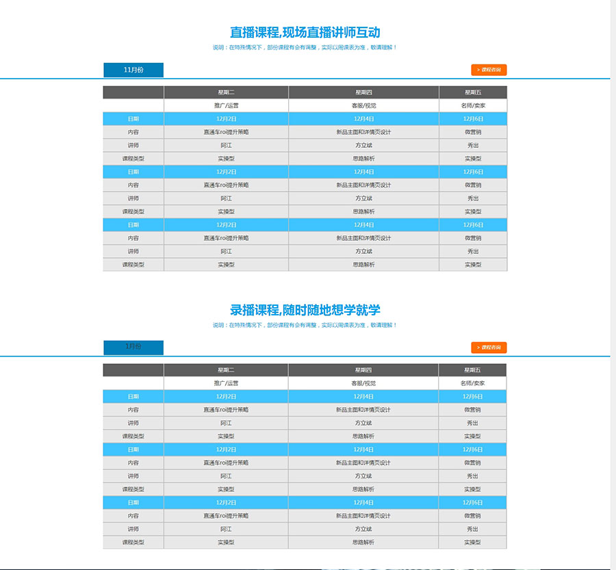 黑眼睛廣告為淘寶大學培訓官網設計的賣盟俱樂部板塊