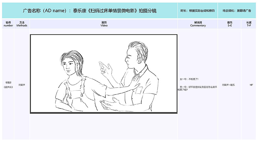 泰樂康《掃碼過床單》微電影分鏡腳本