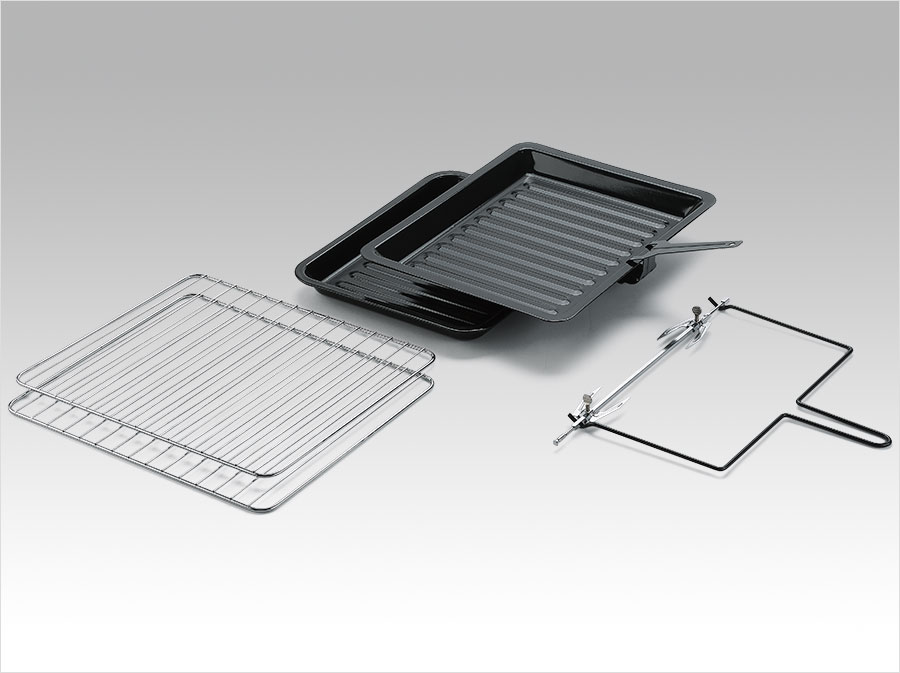 黑眼睛廣告為漢美馳拍攝的電轉(zhuǎn)大容量臺式烤箱實物圖-配件
